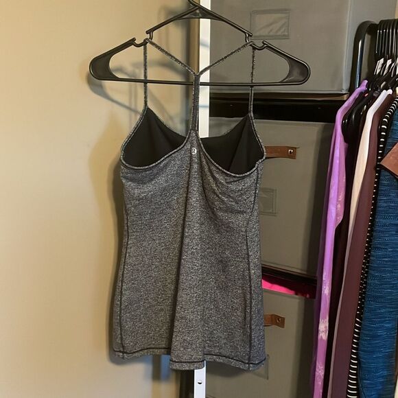 Lululemon Power Pose Tank Sz 6 A B Heathered Black 698 - Picture 2 of 5